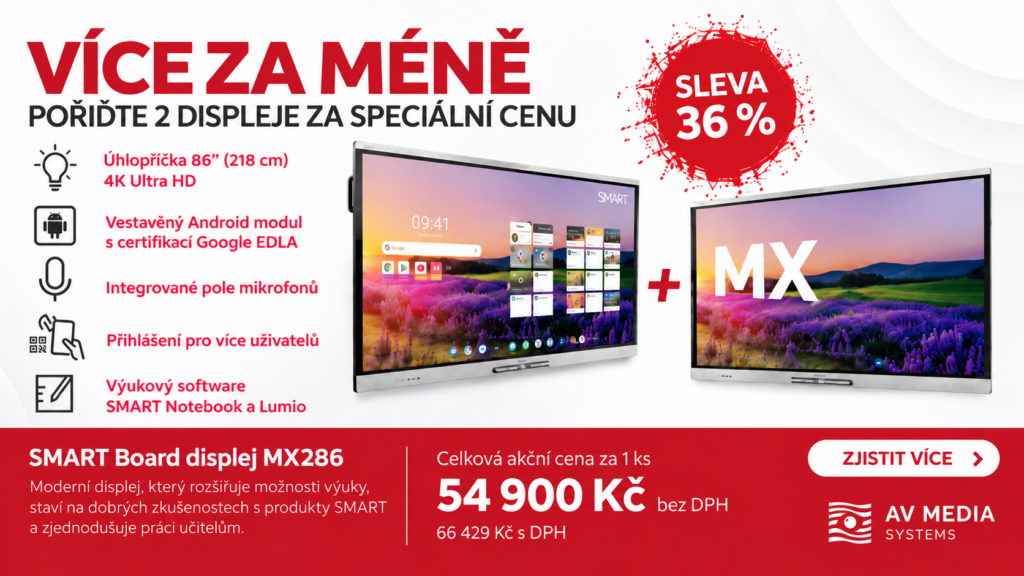 Speciální nabídka inteeraktivního displeje SMART Board MX při koupi 2 ks